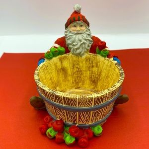 Vintage Country Christmas Santa With Apple Basket Decoration